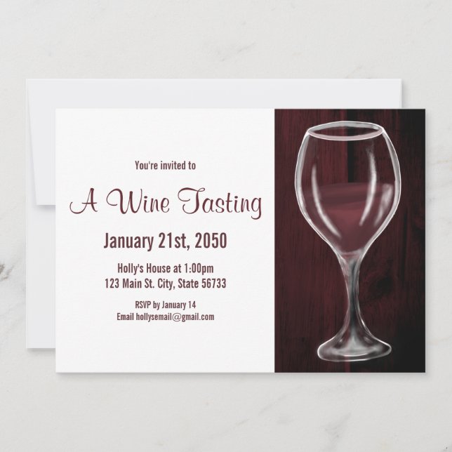 Invitación Vidrio Rojo Media Vacilada Acuarela Divertida (Anverso)