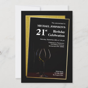 Invitación Vidrio Vino Cumpleaños 21