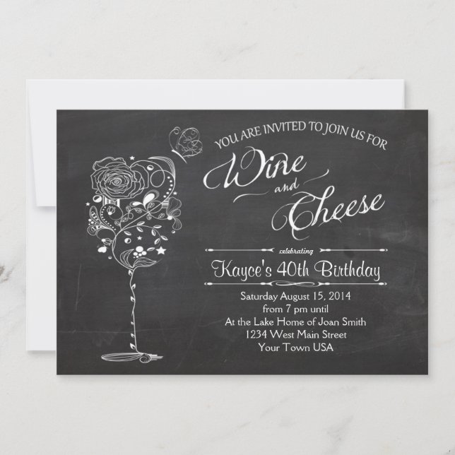 Invitación Vidrio vintage y cumpleaños de queso INvitation (Anverso)