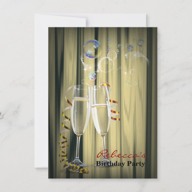 Invitación vidrios gatsby elegantes de Champán de los años 20 (Anverso)