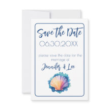 Vieira de color de agua colorida Guardar la fecha