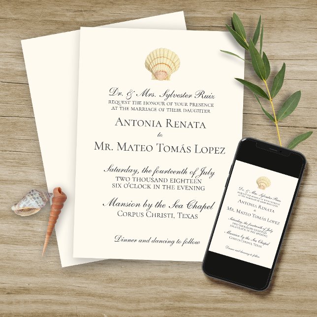Invitación Vieira de época Boda de una sola concha (Subido por el creador)