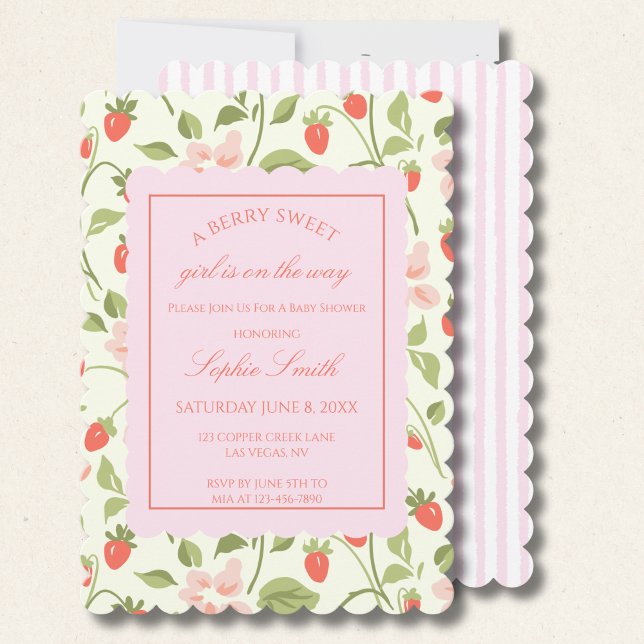 Invitación Vieiras de fresa de chica dulce de berry (Subido por el creador)