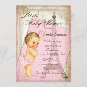 Invitación Vieja Baby Shower de París