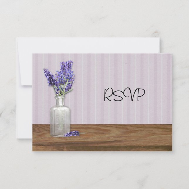 Invitación Vieja Botella De La Recepción De Boda De Lavanda R (Anverso)