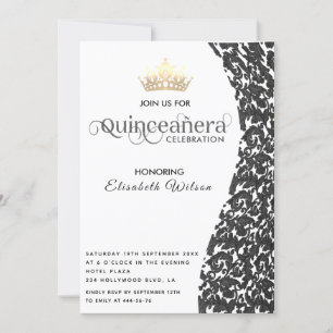 Invitación Vieja damasco de lujo tiara Quinceañera