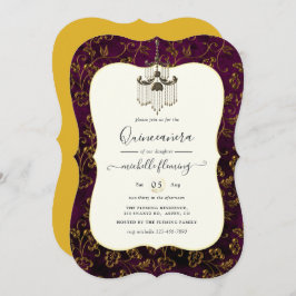 Invitación Vieja elegancia de oro Quinceañera