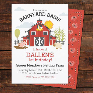 Invitación Vieja fiesta de cumpleaños de MacDonald Farm Barny