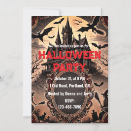 Invitación Vieja fiesta de Halloween vintage gótica victorian