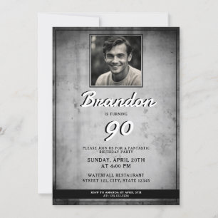Invitación Vieja foto de época blanca y negra 90 cumpleaños