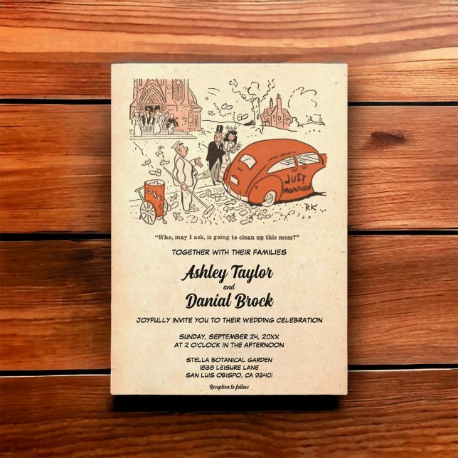 Invitación Vieja pareja divertida retro de moda Boda de arte  (Subido por el creador)