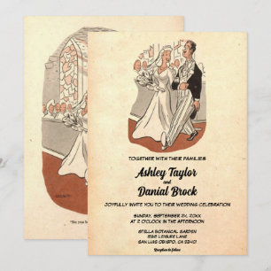 Invitación Vieja pareja divertida retro de moda Boda rústico 