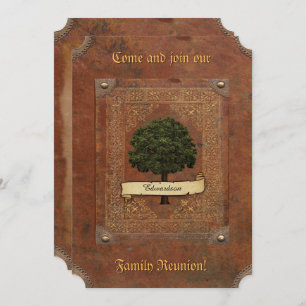 Invitación Vieja reunión de familia de cuero de la mirada