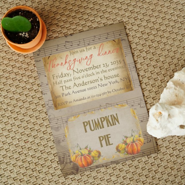 Invitación Vieja vieja calabaza Pie Rústica cena de Acción de (Subido por el creador)