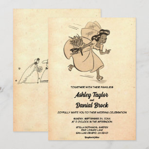 Invitación Vieja vieja novia retro de los años 50 Boda rústic