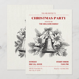 Invitación Viejas campanas florales navideñas