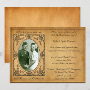 Invitación Viejo 60 aniversario de estilo victoriano