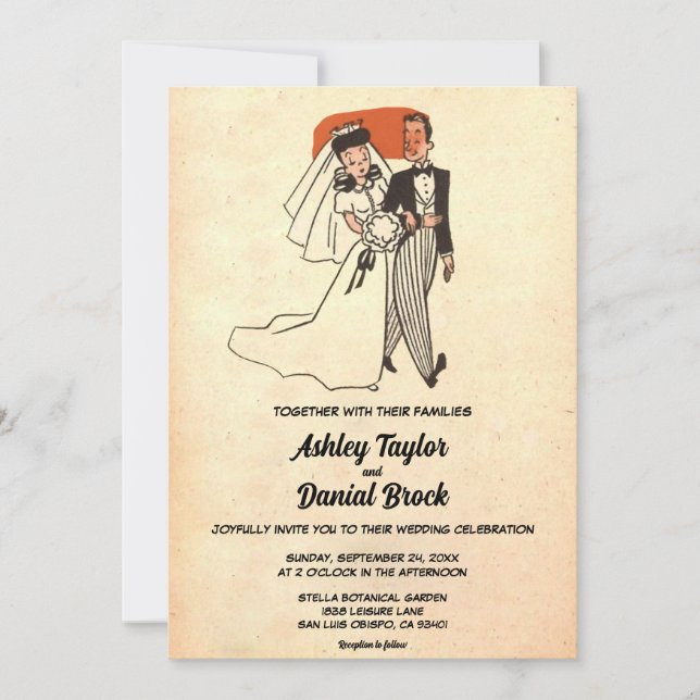 Invitación Viejo Boda de historietas de la vieja Rusia de los (Anverso)