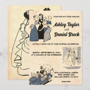 Invitación Viejo Boda de Moda de historietas antiguas retro r