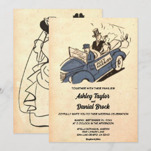 Invitación Viejo Boda de Moda elegante Retro Viejo Novia Groo