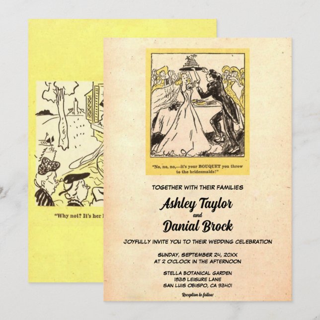 Invitación Viejo Boda sarcástico divertido y viejo retro (Anverso / Reverso)
