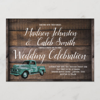 Invitación Viejo Camión Rústico Boda de Madera de Barno