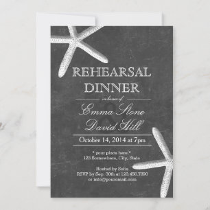 Invitación Viejo Chalkboard Starfish Ensayo Cena