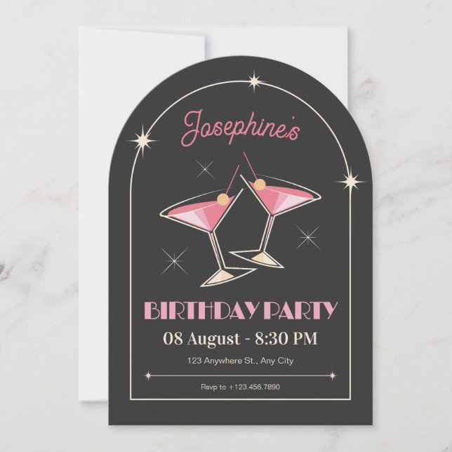 Invitación Viejo cumpleaños de Cocktail (Anverso)
