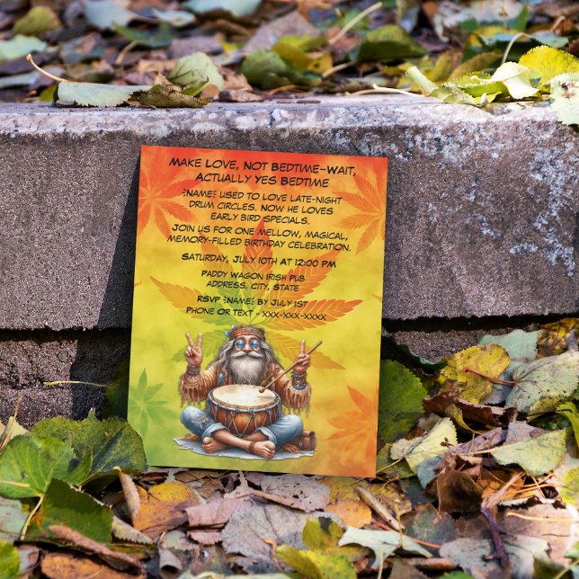 Invitación Viejo cumpleaños de hippie Man (Subido por el creador)