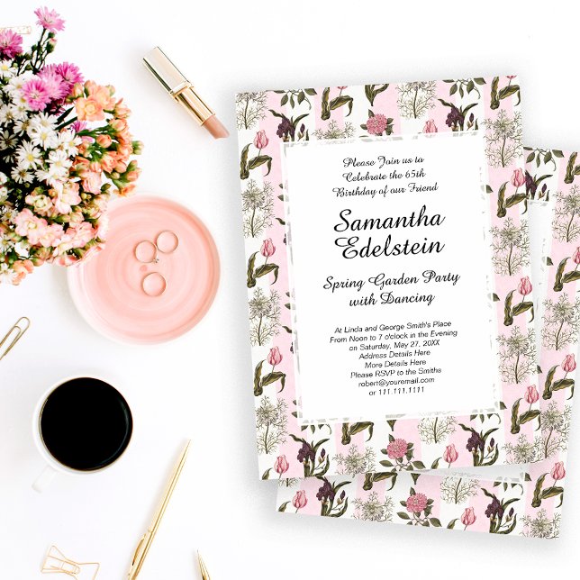 Invitación Viejo cumpleaños floral en el jardín inglés (Subido por el creador)