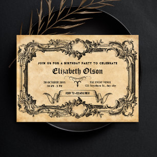 Invitación Viejo cumpleaños gótico