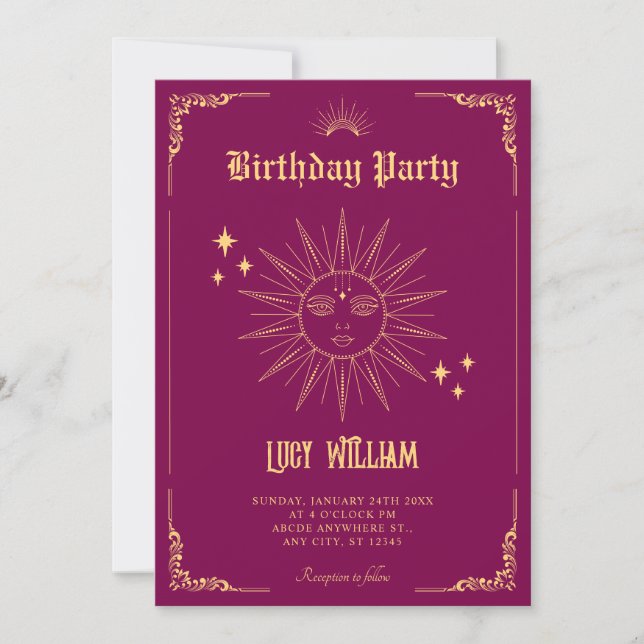 Invitación Viejo cumpleaños místico del arte bohemio (Anverso)