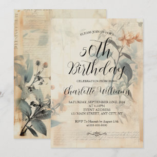 Invitación Viejo cumpleaños número 50 de las mujeres botánica