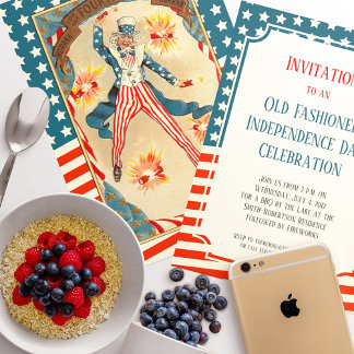 Invitación Viejo Día de la Independencia Invita a la Antigüed