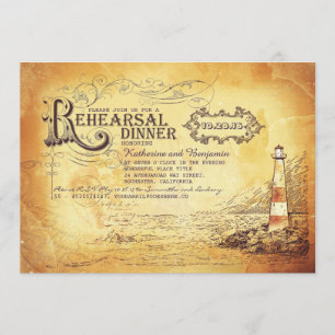 Invitación Viejo faro vintage cena de ensayo náutico