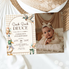 Invitación Viejo globo de Duck Duck Deuce de segundo cumpleañ