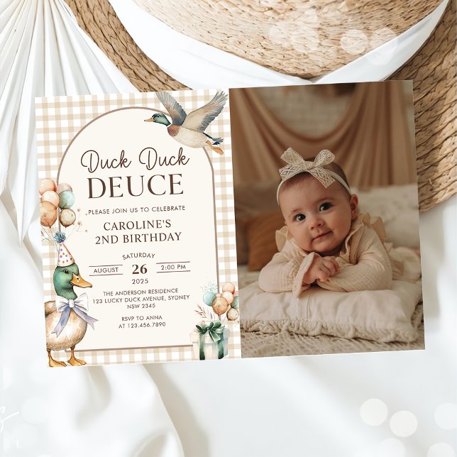 Invitación Viejo globo de Duck Duck Deuce de segundo cumpleañ (Subido por el creador)