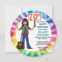 Viejo hippie hippy Tie Dye 70 cumpleaños invitado 