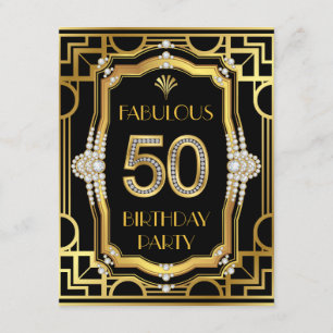 Invitación Viejo Hollywood Glam Art Deco 50 cumpleaños