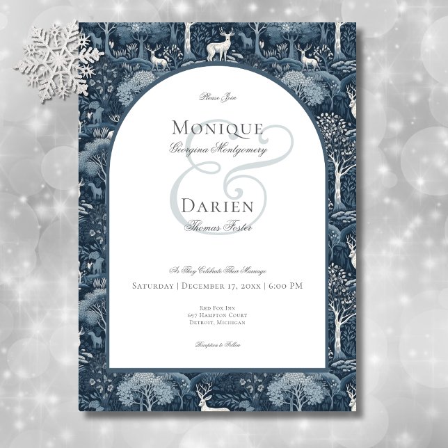 Invitación Viejo invierno William Morris Elegant Wedding (Vintage Winter William Morris Elegant Wedding Invitation)