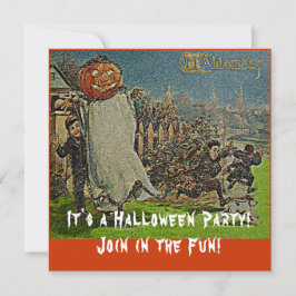 Invitación Viejo Jack o'Lantern Scarecrow and Boys