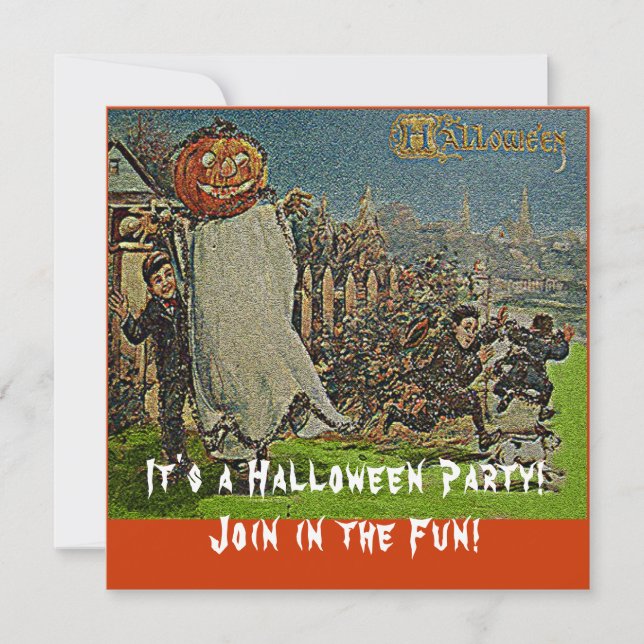 Invitación Viejo Jack o'Lantern Scarecrow and Boys (Anverso)