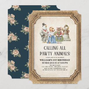 Invitación Viejo niño de la Pawty Animals de Victoria Cumplea
