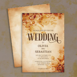 Invitación Viejo pergamino con Rosa Boda