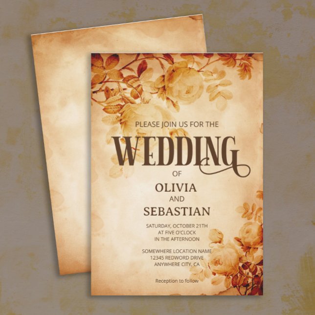 Invitación Viejo pergamino con Rosa Boda (Subido por el creador)