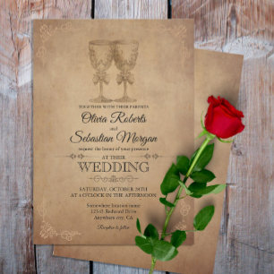 Invitación Viejo pergamino rústico vintage Boda victoriano