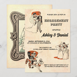 Invitación Viejo retro del viejo tema cómico de los años 50 P