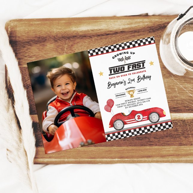 Invitación Viejo Rojo Dos Auto De Carrera Rápida Foto De Segu (Subido por el creador)