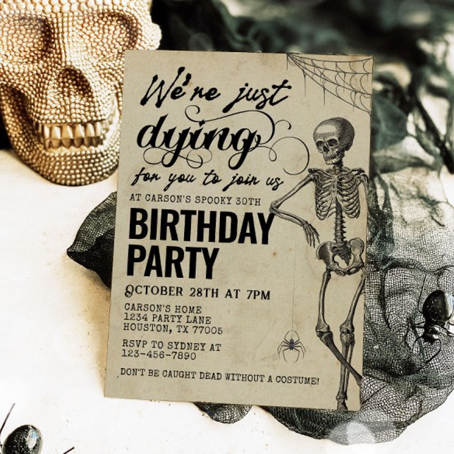 Invitación Viejo Skeleton gótico Adulto Halloween Cumpleaños (Subido por el creador)