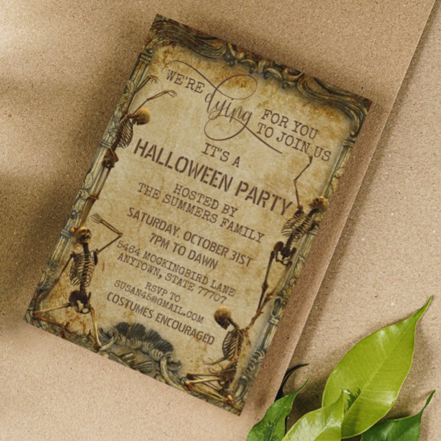 Invitación Viejo Skeleton Muriendo Por Tu Fiesta De Halloween (Subido por el creador)